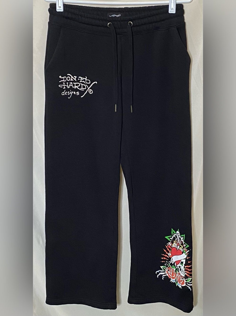 Don Ed Hardy Designs Black Iconic Y2K Tattoo-Inspired Graphic Sweatpants- Unisex